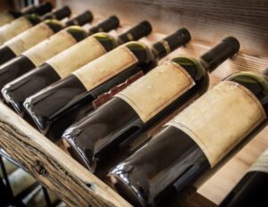 Wine bottles at a restaurant
