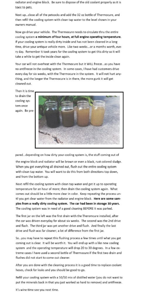 Cooling system Cleanout Model A