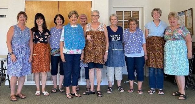 Ladies Making Aprons 2021
