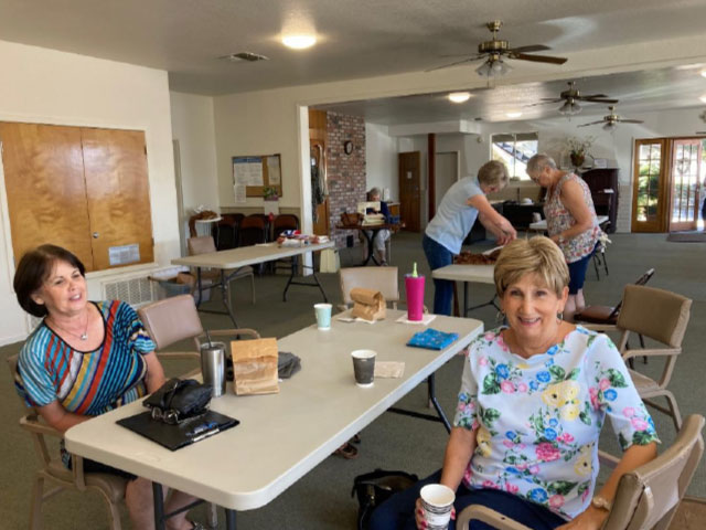 Ladies Making Aprons 2021