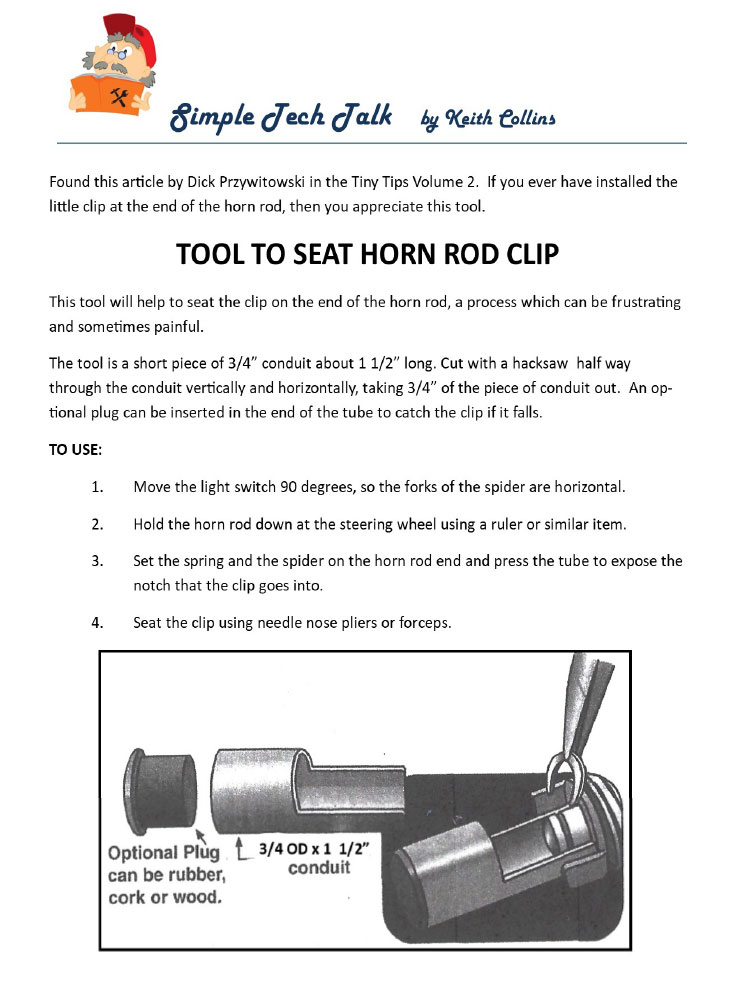 Tool to Seat Horn Rod Clip